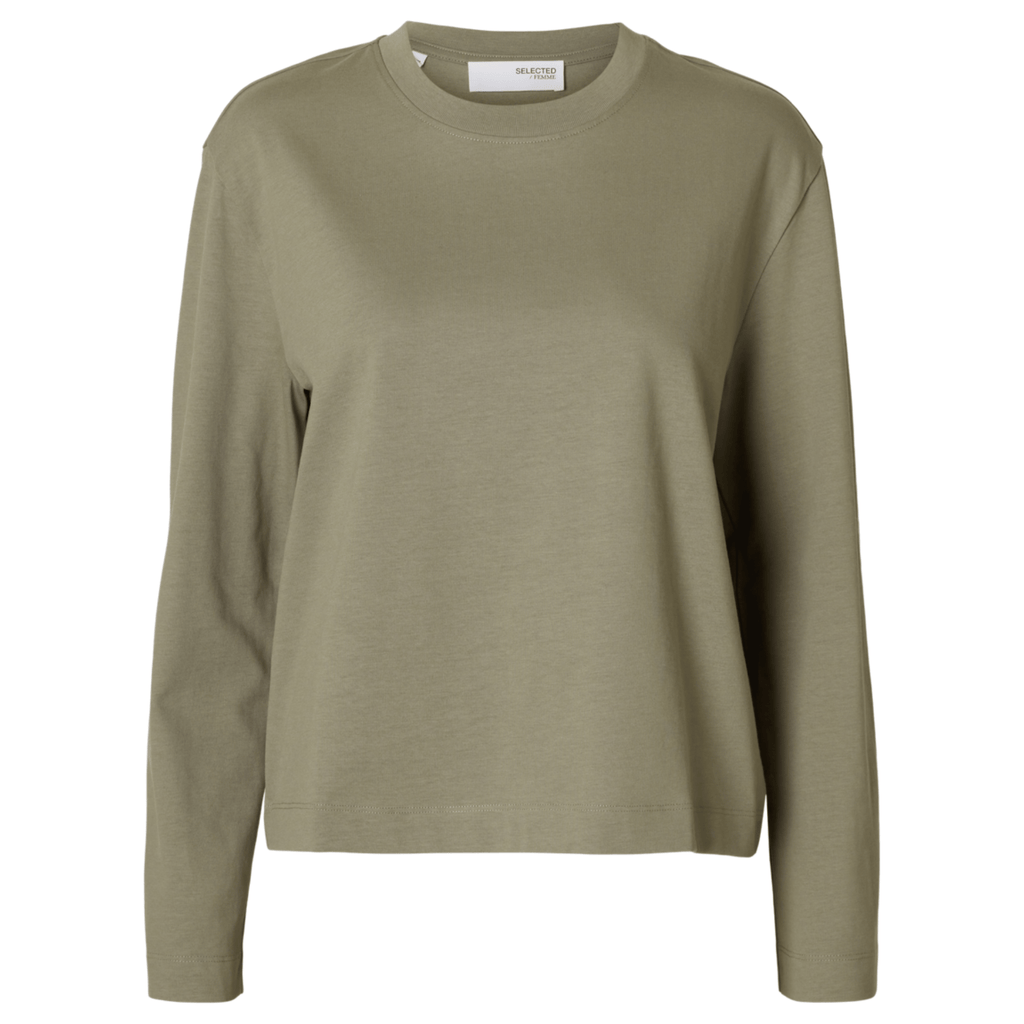 Selected Femme Kleding Selected Femme boxy longsleeve Boxy Vetiver 